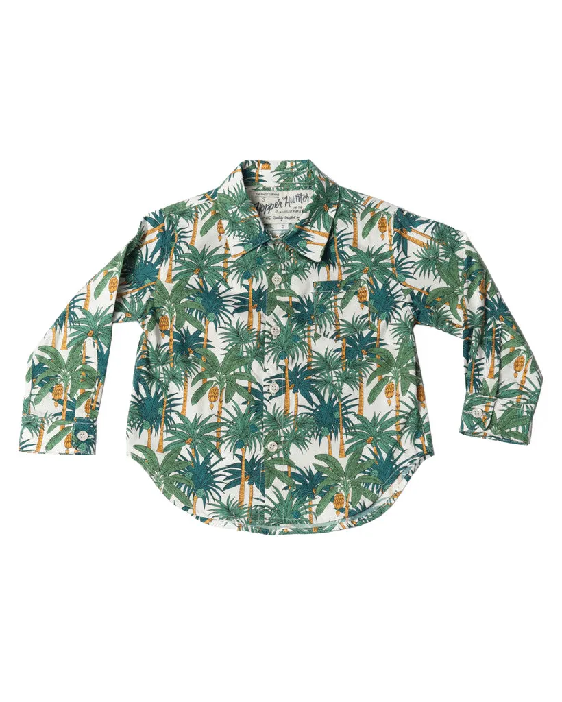 Long Sleeve Shirt | White Jungle Palms sold by 18 Waits