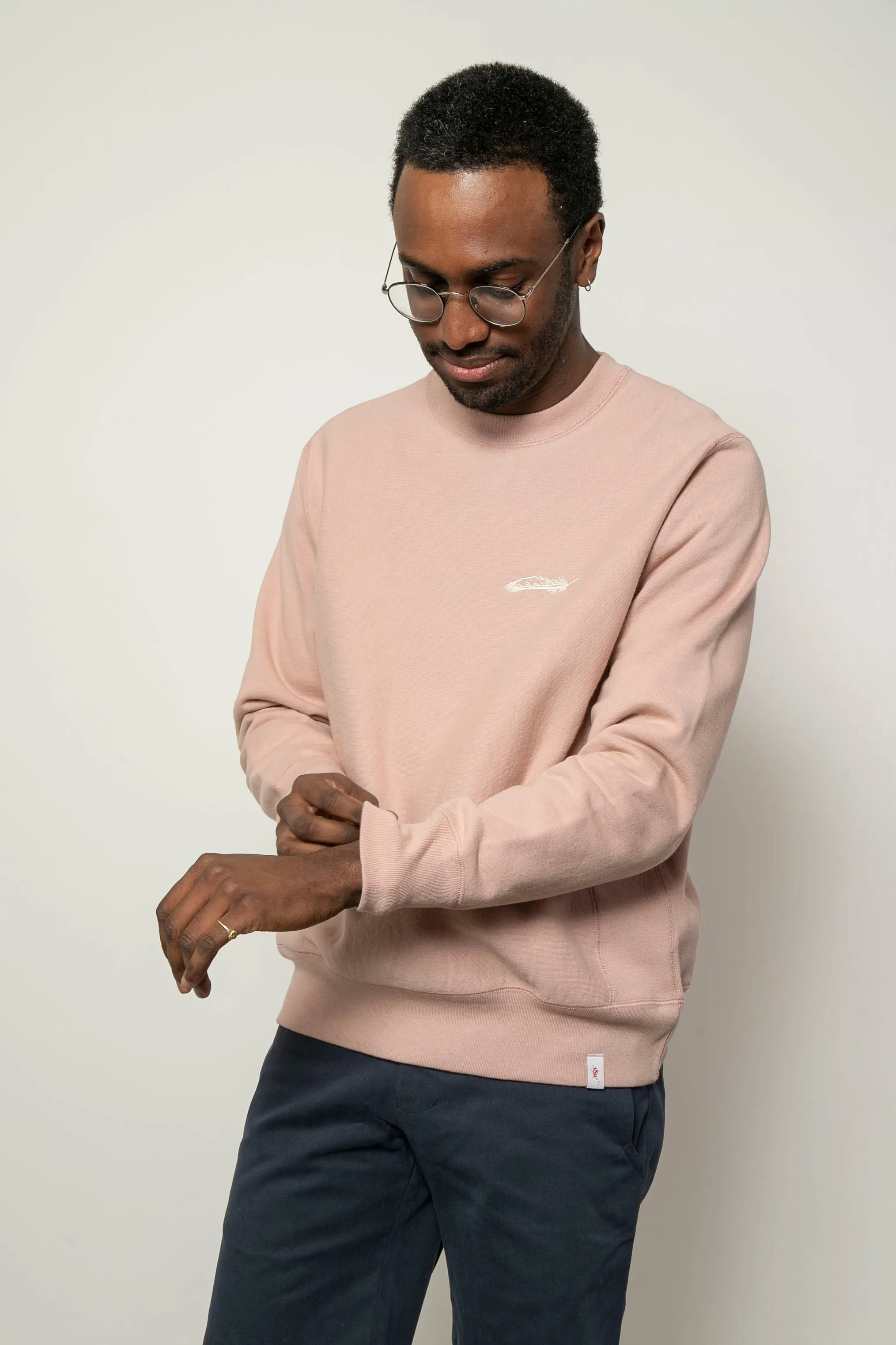 Classic Crewneck | Dusty Rose with Feather sold by 18 Waits product image thumbnail 2
