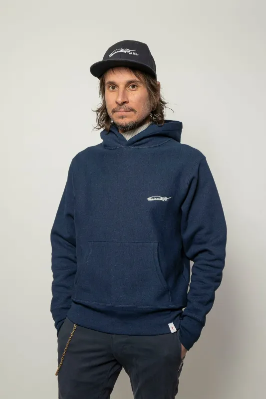 The Relaxed Hoodie | Washed Indigo with Feather sold by 18 Waits