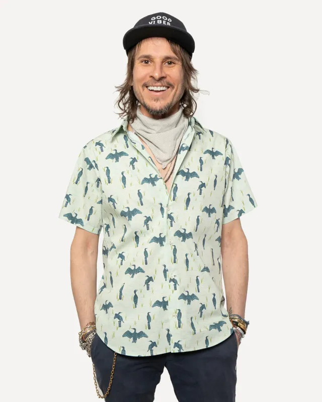 Short Sleeve Dylan Shirt | Seabirds - Dusk made by 18 Waits