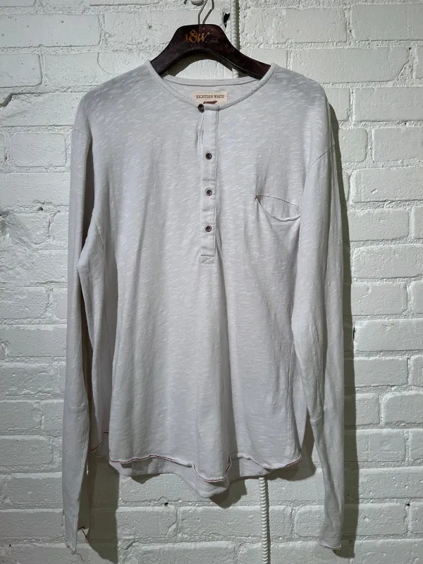 Vintage Long Sleeve Pocket Henley | White sold by 18 Waits