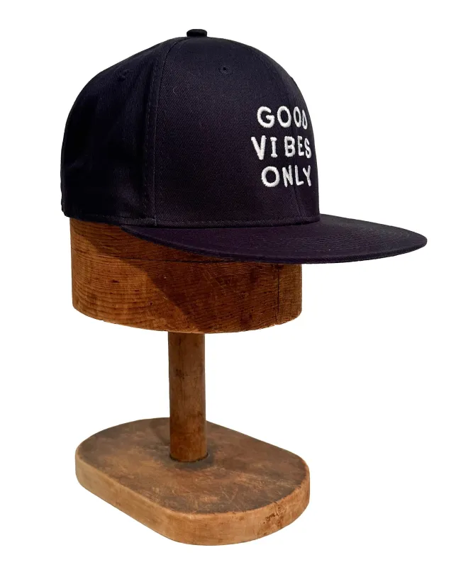 Flat Bill Snapback Cap | Good Vibes Only - White sold by 18 Waits