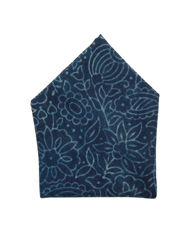 Pocket Square | Faded Indigo Flowers sold by 18 Waits
