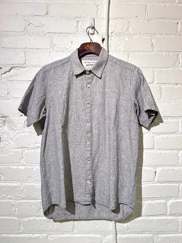 Vintage Short Sleeve Dylan | Indigo Linen Hatches sold by 18 Waits