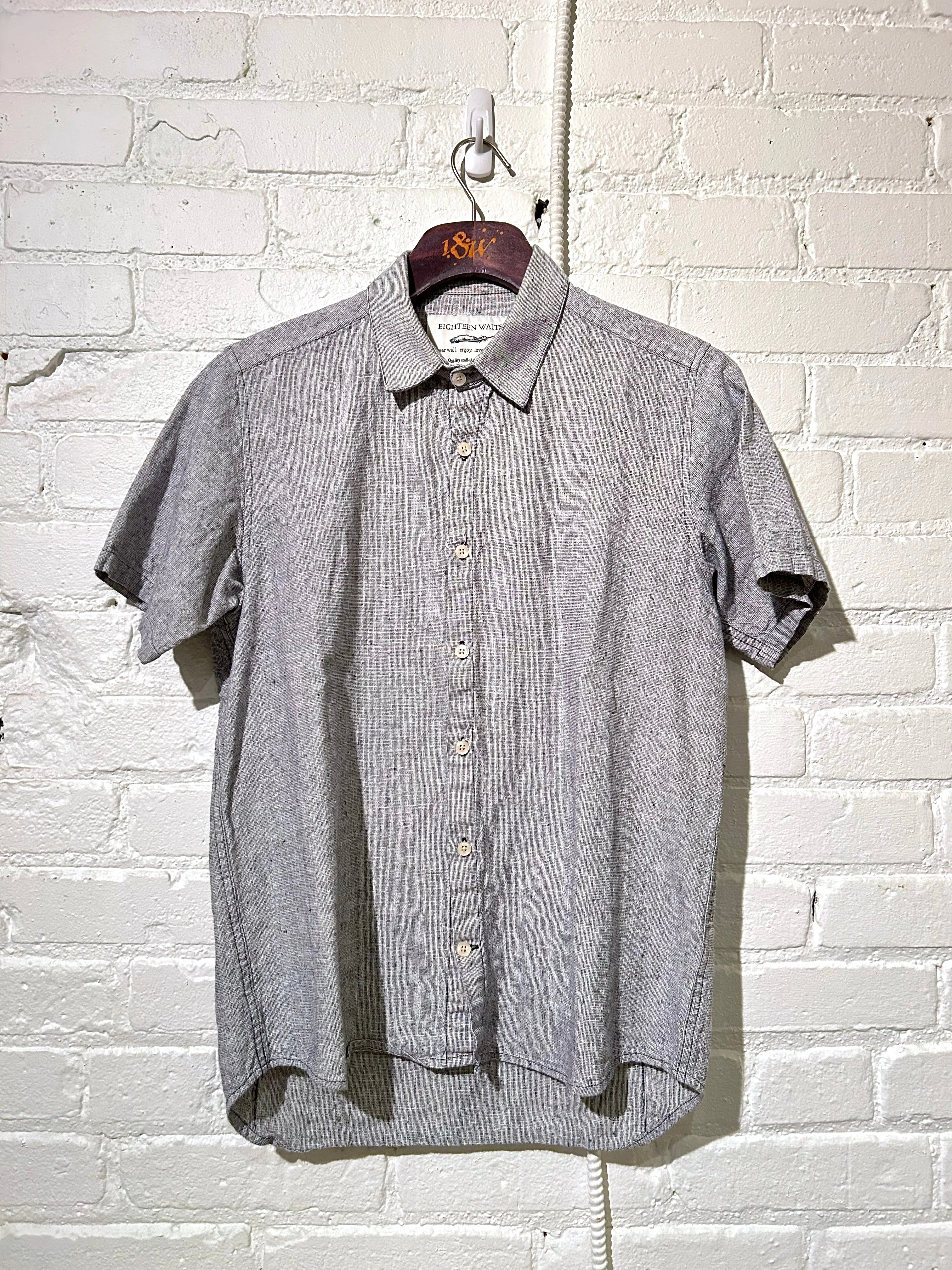 Vintage Short Sleeve Dylan | Indigo Linen Hatches sold by 18 Waits