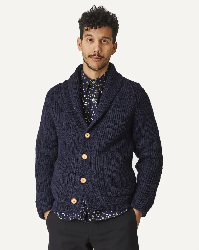 Knit Cardigan | Navy Wool sold by 18 Waits