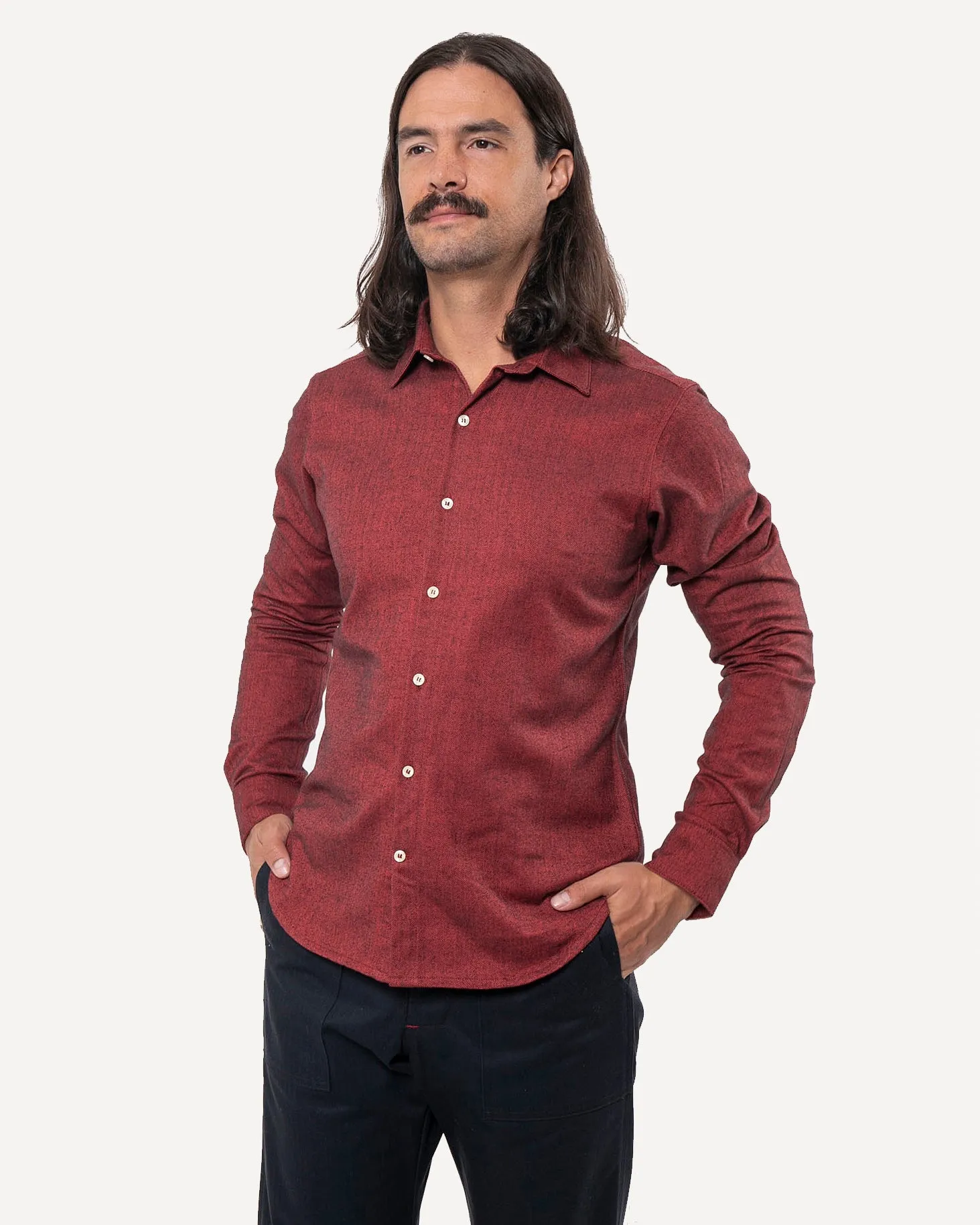 Long Sleeve Dylan Shirt | Merlot Flannel sold by 18 Waits