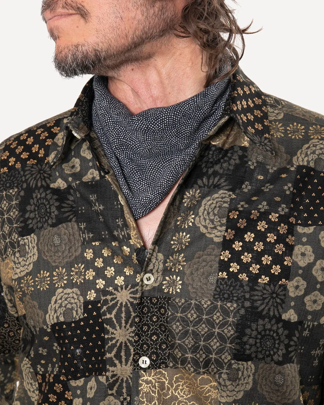 Long Sleeve Dylan Shirt | Olive Patchwork sold by 18 Waits product image thumbnail 3