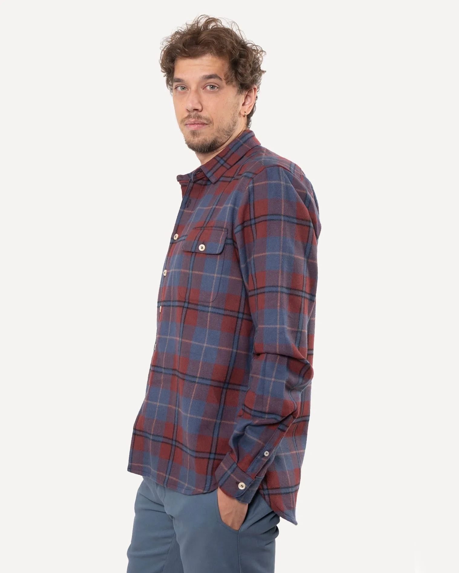 Long Sleeve Neuwirth Shirt | Dusty Blue Plaid sold by 18 Waits product image thumbnail 4