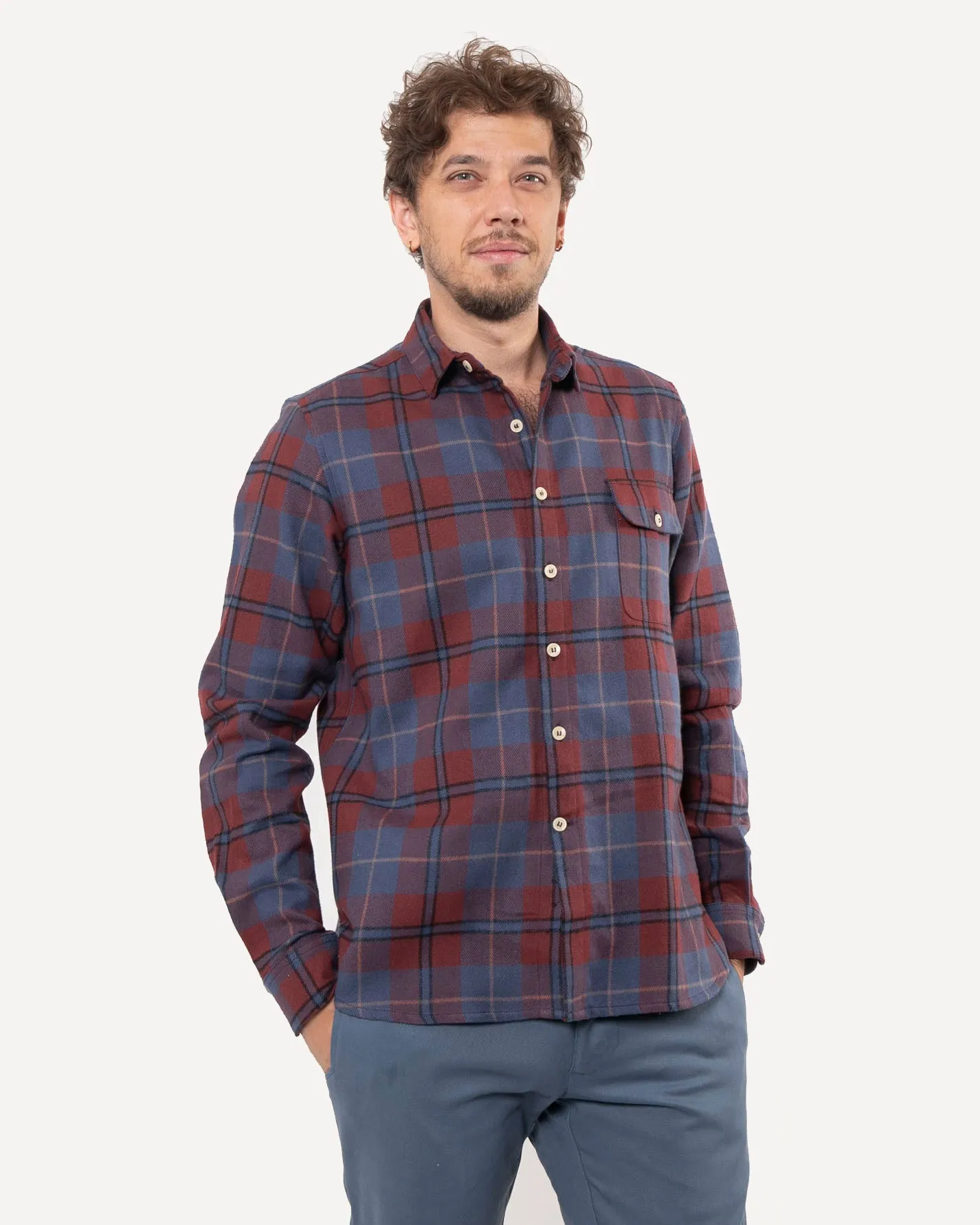 Long Sleeve Neuwirth Shirt | Dusty Blue Plaid sold by 18 Waits product image thumbnail 2