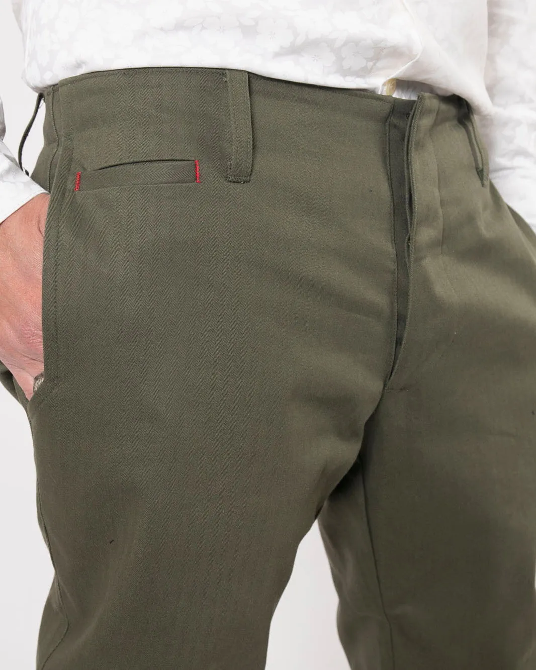 Signature Trouser | Army Green Herringbone sold by 18 Waits product image thumbnail 3
