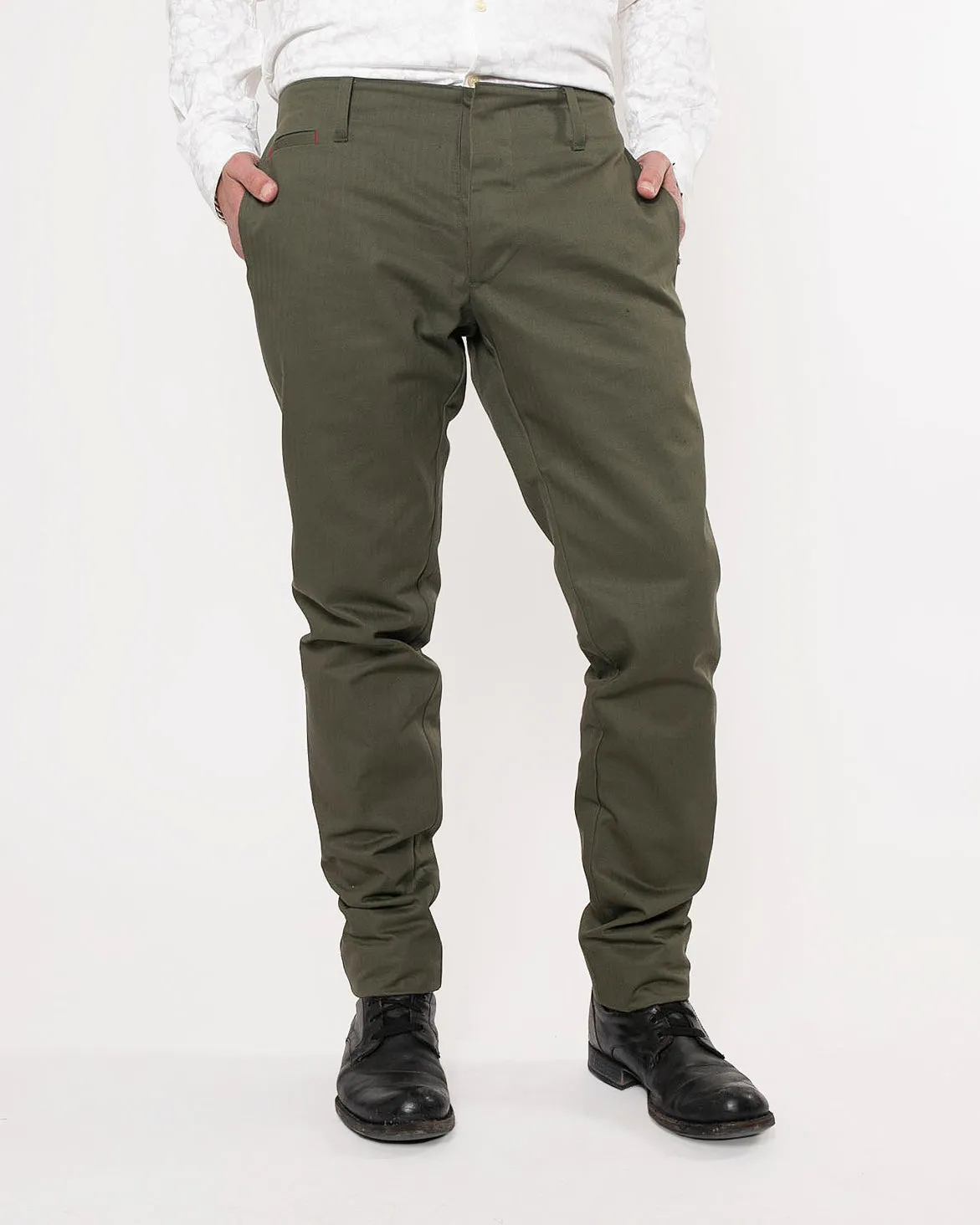 Signature Trouser | Army Green Herringbone sold by 18 Waits