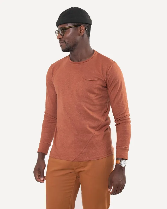 Long Sleeve Pocket Tee | Pecan Cotton Hemp sold by 18 Waits