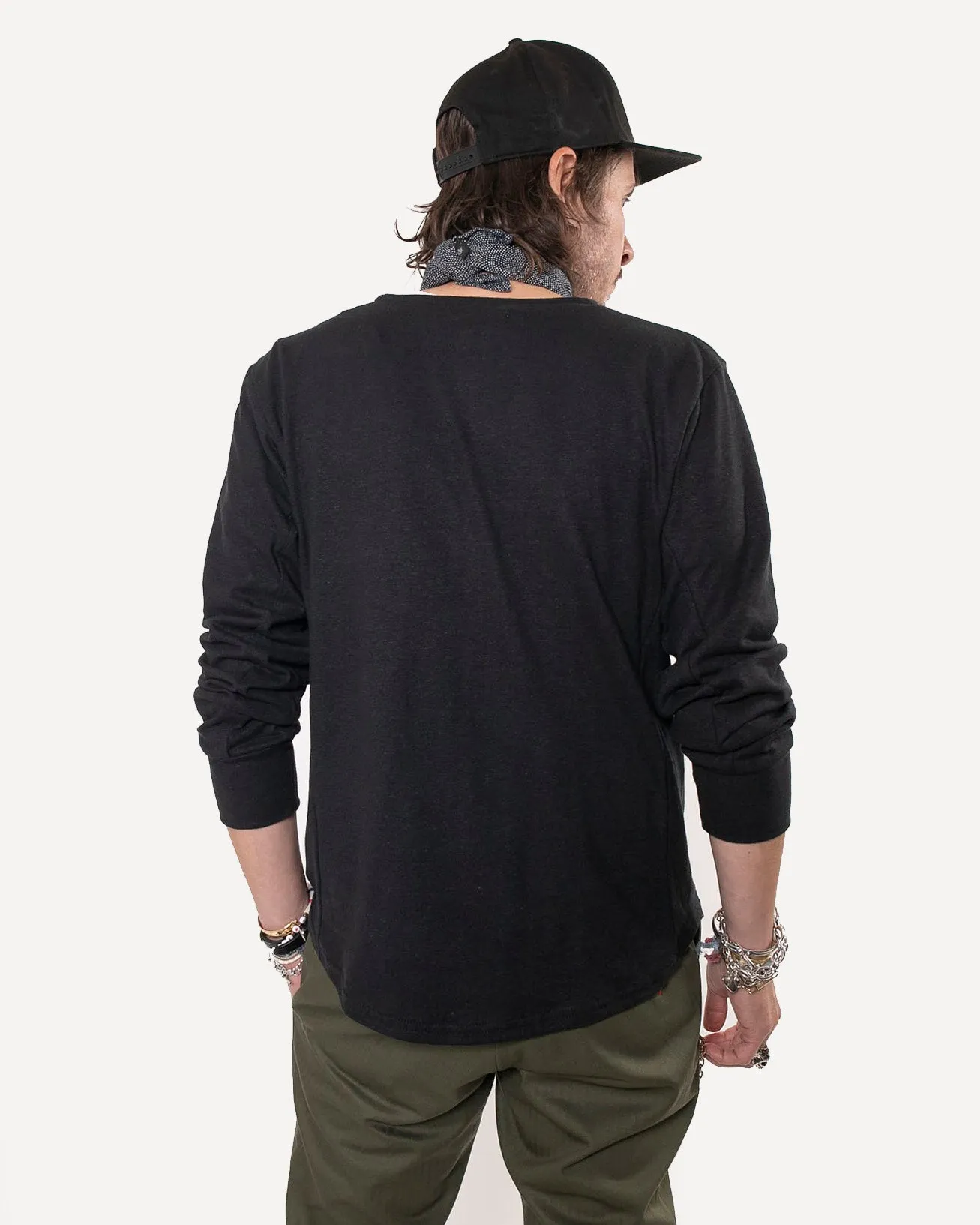 Long Sleeve Pocket Tee | Black Cotton Hemp sold by 18 Waits product image thumbnail 4