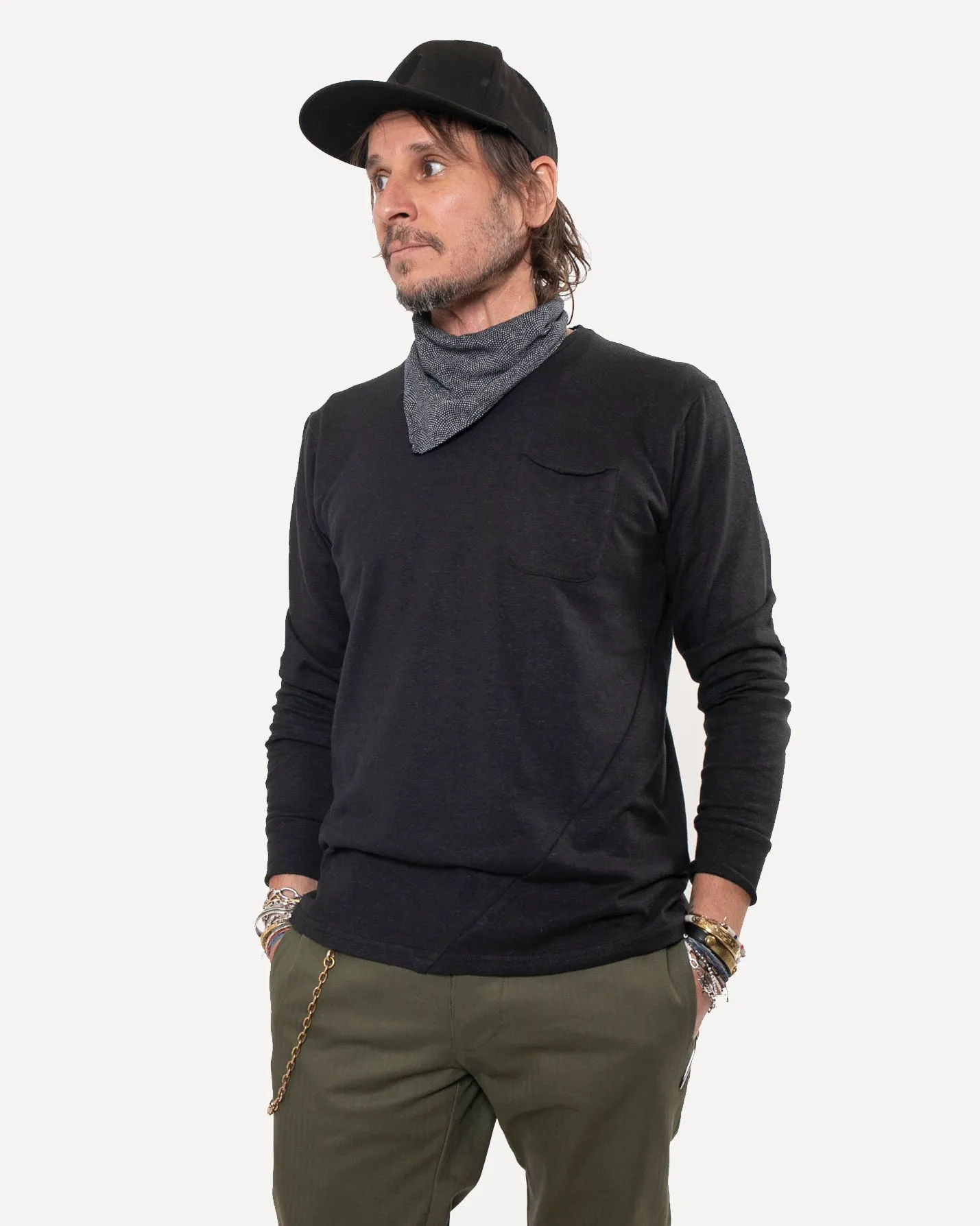 Long Sleeve Pocket Tee | Black Cotton Hemp sold by 18 Waits product image thumbnail 2