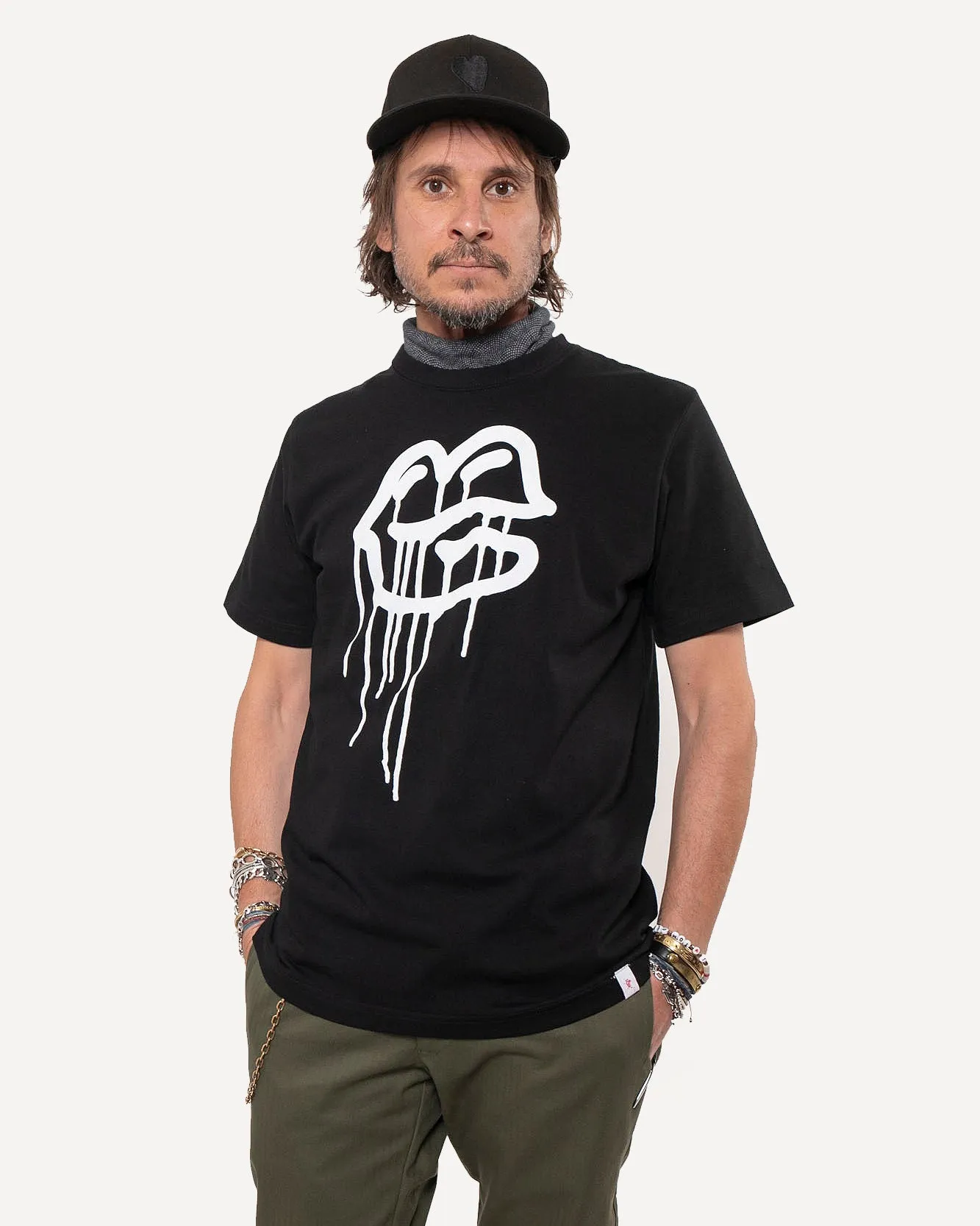 Graphic T-Shirt | White Lips on Black sold by 18 Waits