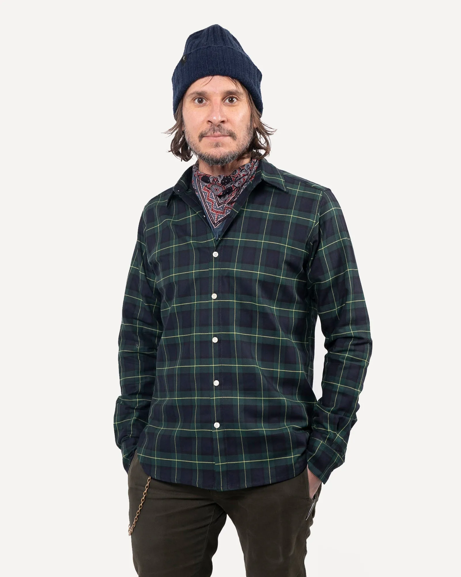 Long Sleeve Dylan Shirt | Hunter Plaid sold by 18 Waits product image thumbnail 2