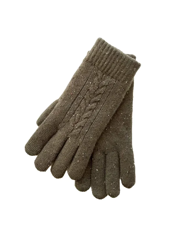Dents | Speckled Cable Knit Glove | Olive sold by 18 Waits