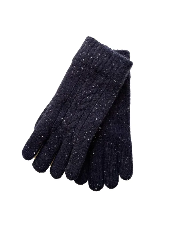 Dents | Speckled Cable Knit Glove | Navy sold by 18 Waits