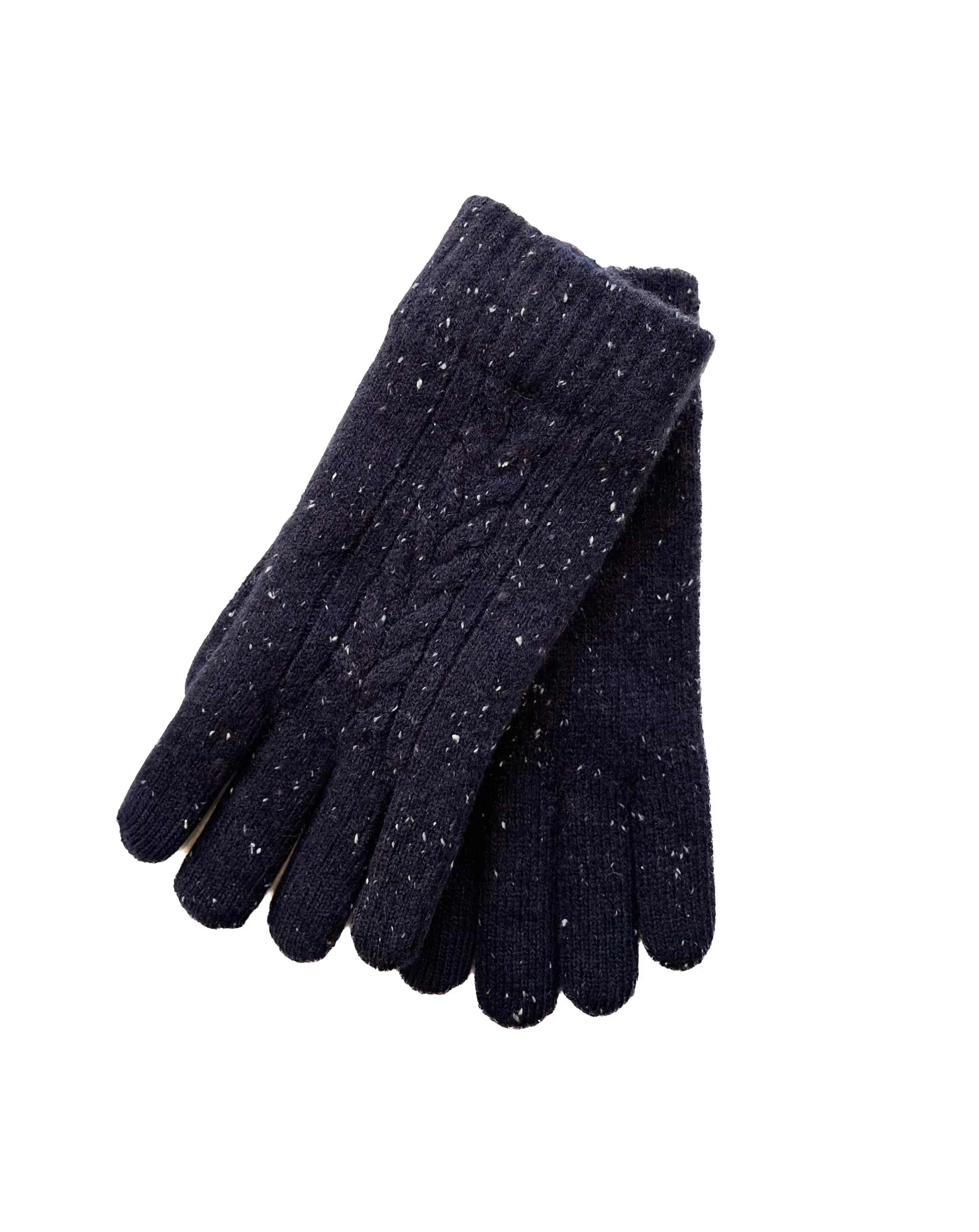 Dents | Speckled Cable Knit Glove | Navy sold by 18 Waits