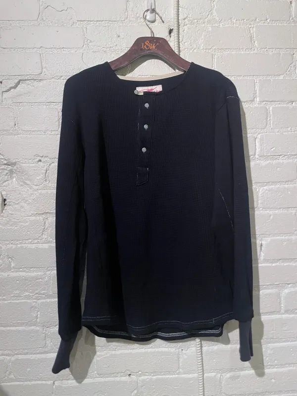 Vintage Heritage Henley | Organic | Navy Micro Waffle made by 18 Waits