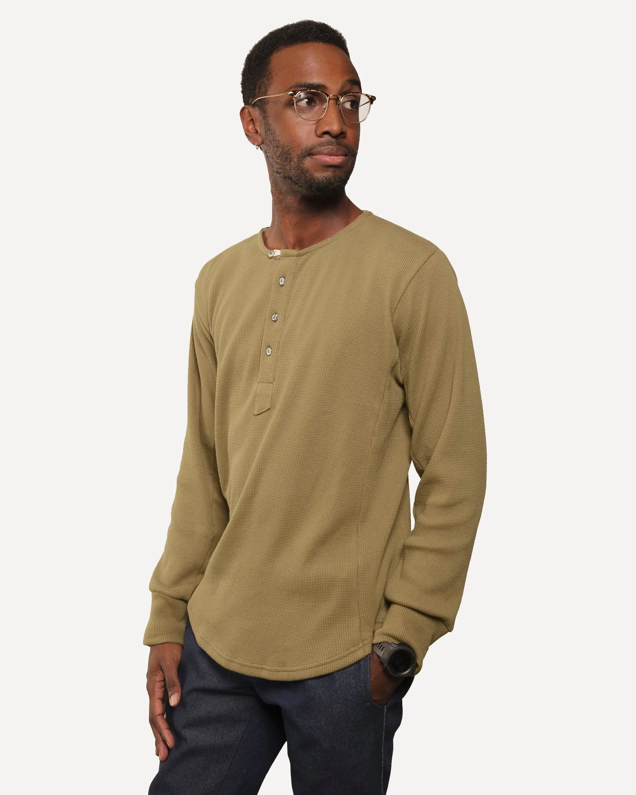 Heritage Henley | Organic | Khaki Micro Waffle sold by 18 Waits product image thumbnail 2