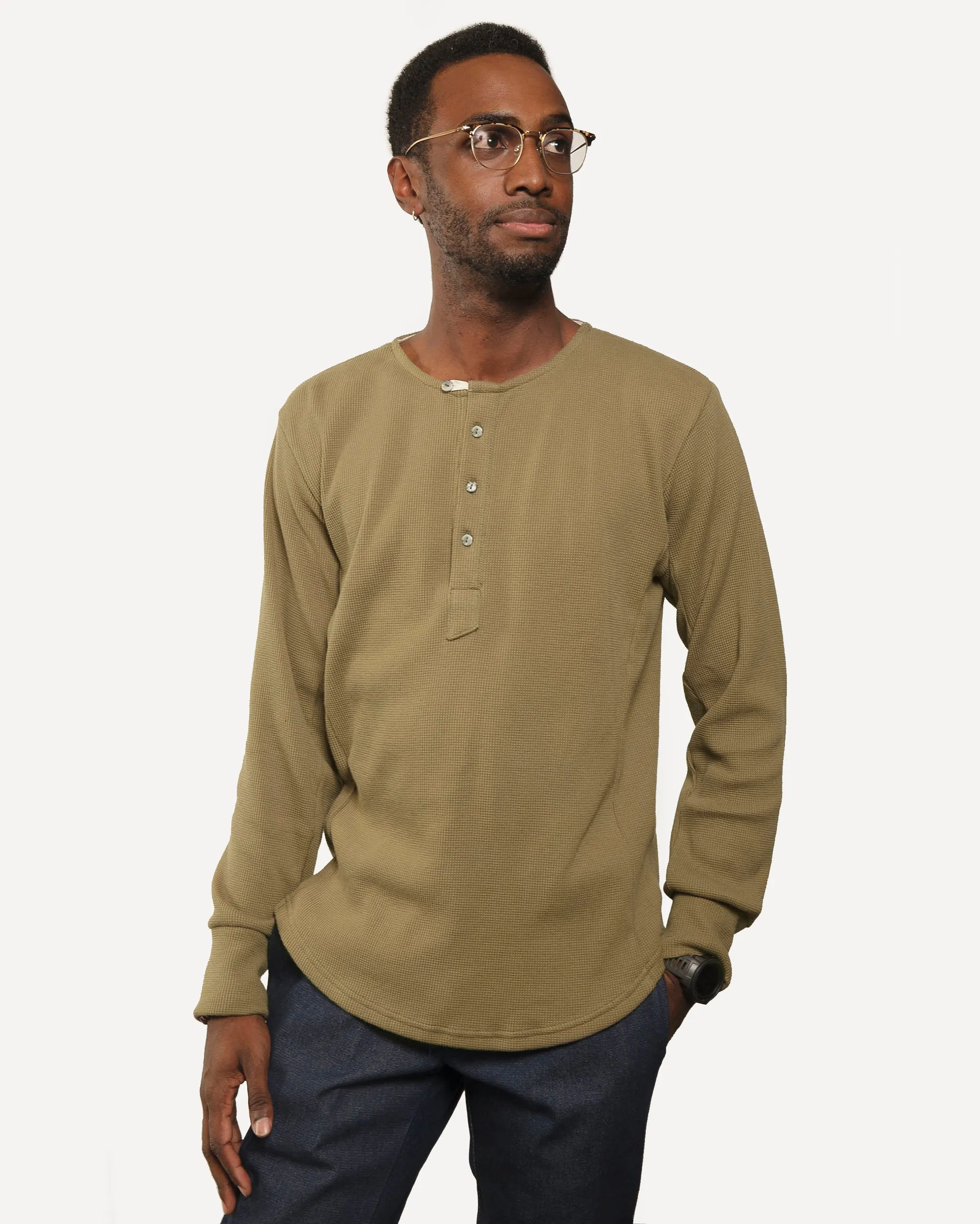 Heritage Henley | Organic | Khaki Micro Waffle sold by 18 Waits
