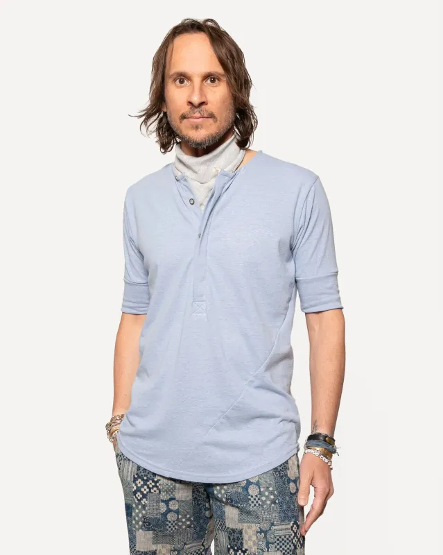 Hithchiker Henley | Sky Blue Slub made by 18 Waits