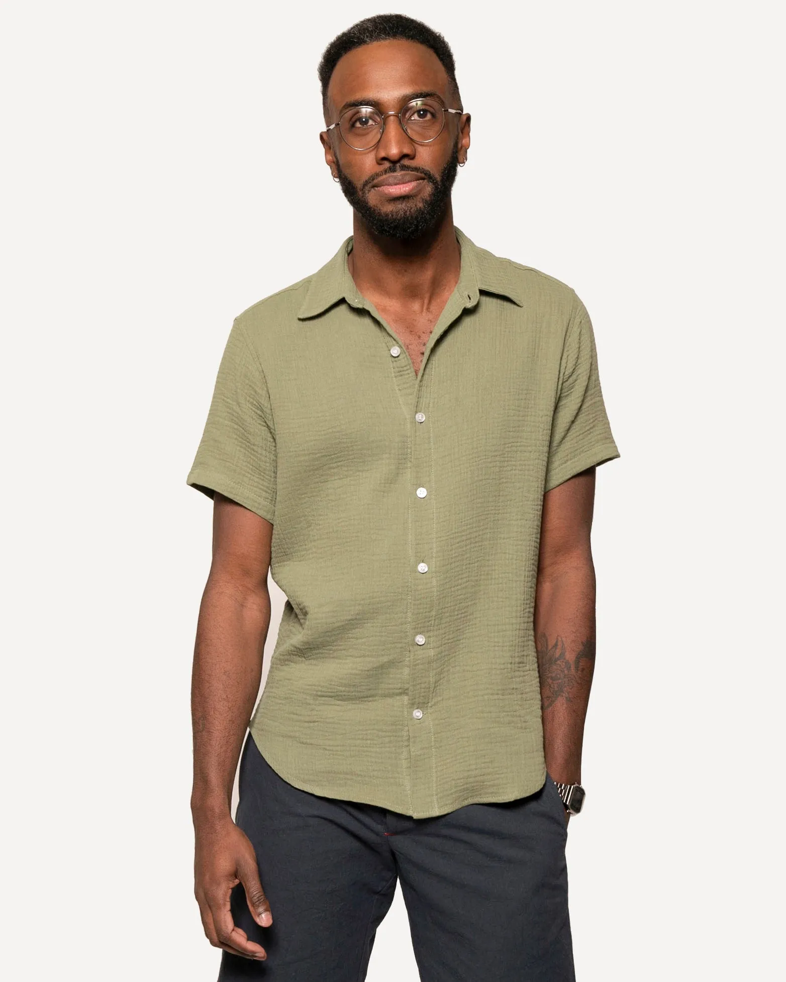 Short Sleeve Dylan | Sage Double Gauze sold by 18 Waits product image thumbnail 3