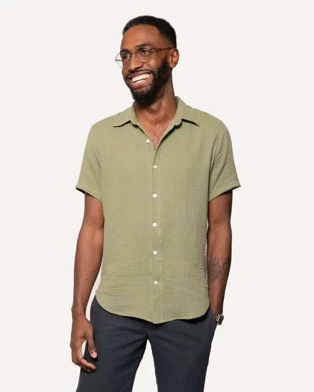 Short Sleeve Dylan | Sage Double Gauze made by 18 Waits