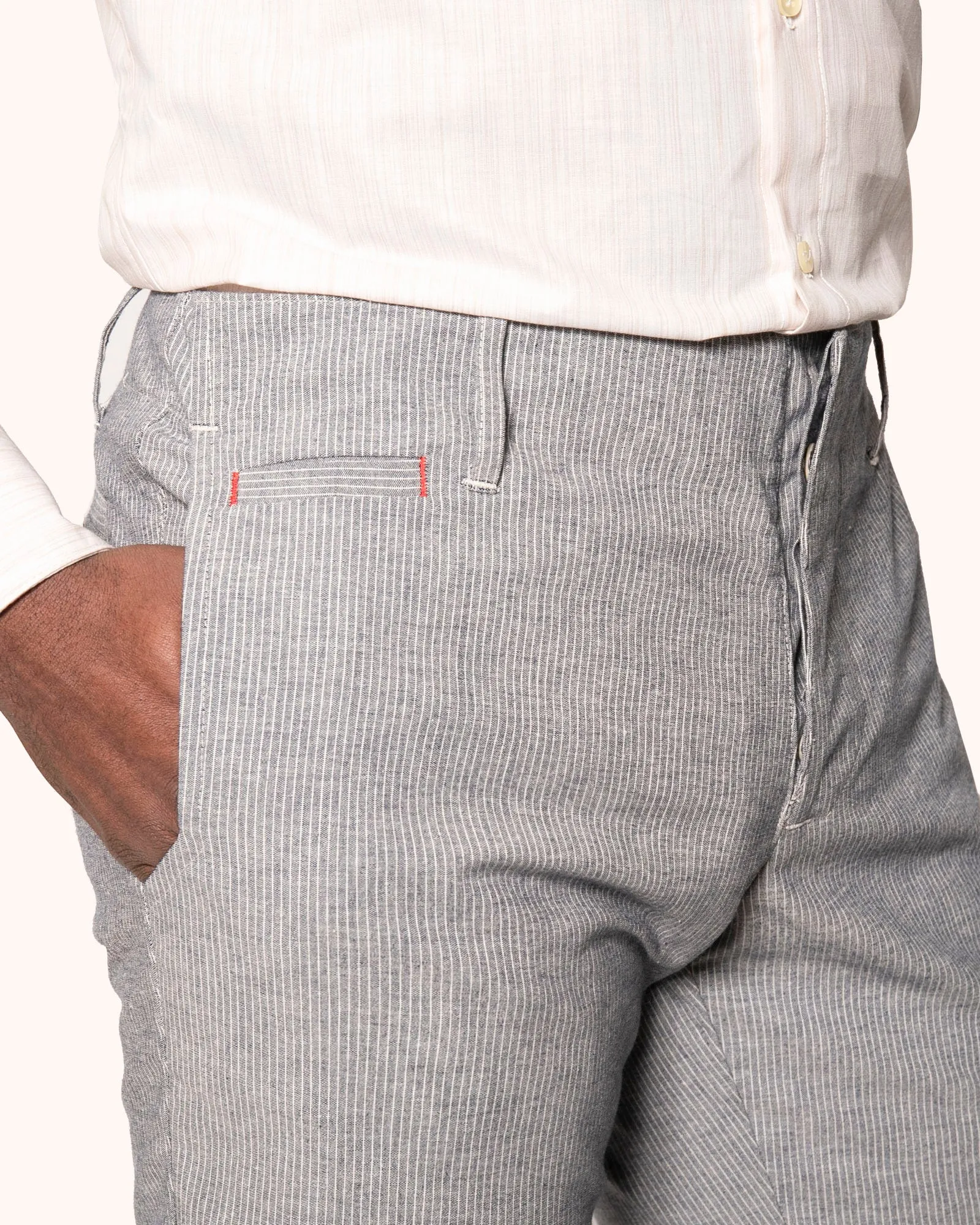 Signature Trouser | Pinstripe Chambray sold by 18 Waits product image thumbnail 4