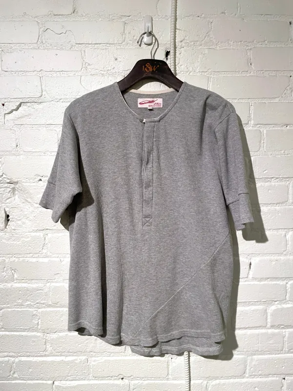 Vintage Hitchhiker Henley | Organic Grey Micro Waffle made by 18 Waits