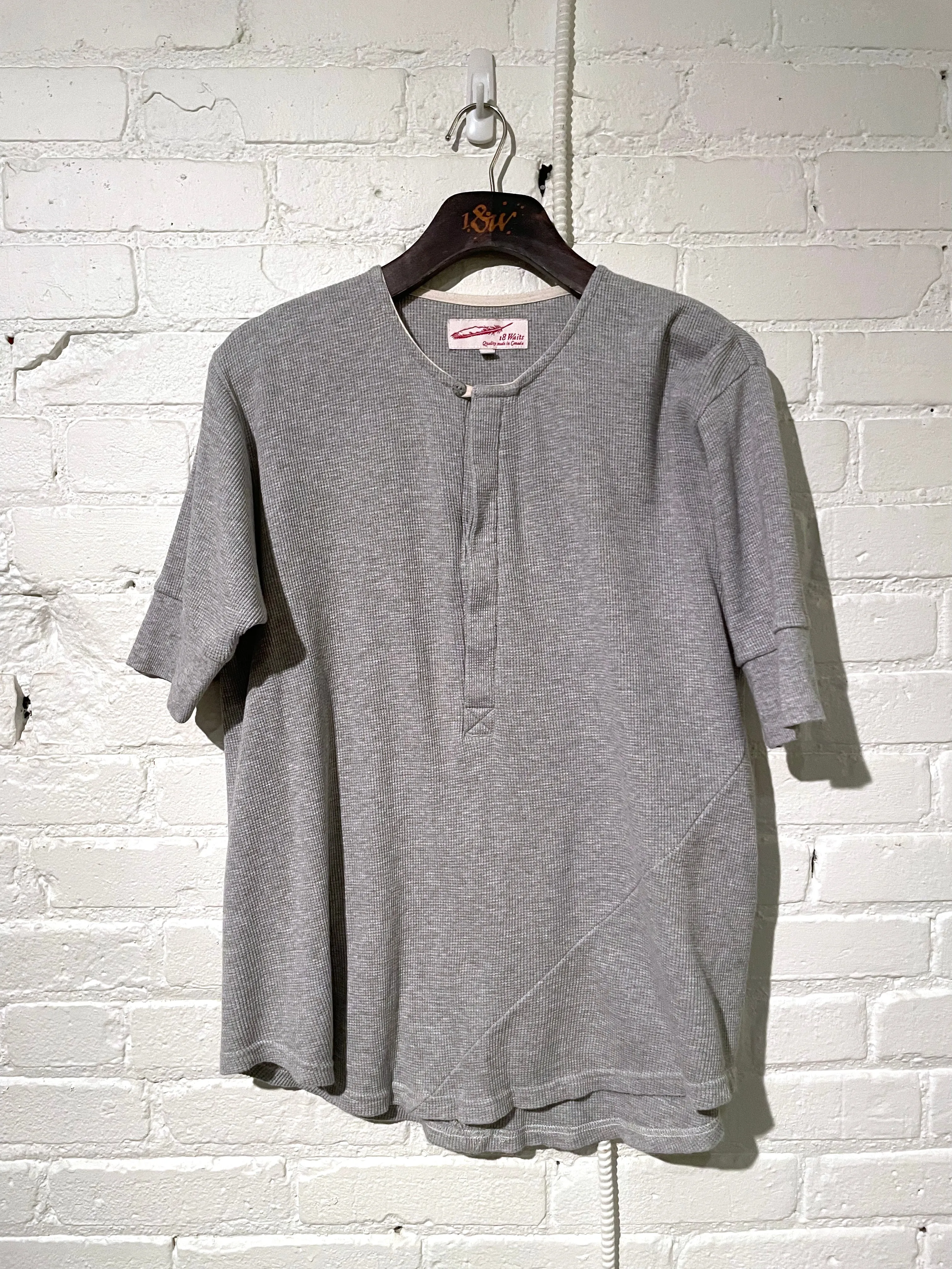 Vintage Hitchhiker Henley | Organic Grey Micro Waffle sold by 18 Waits