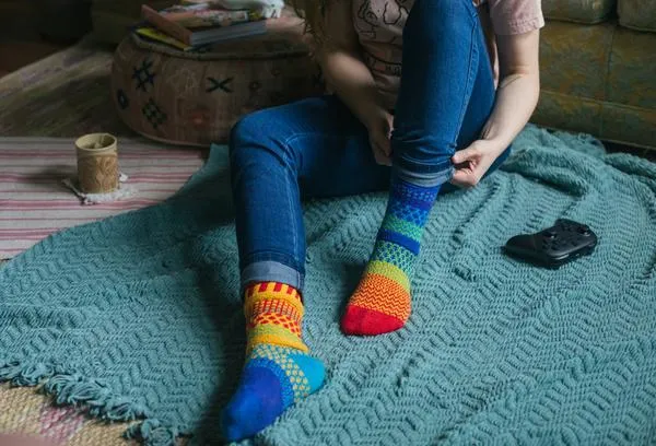 Solmate Rainbow Crew Socks sold by Garneau Slippers product image thumbnail 2