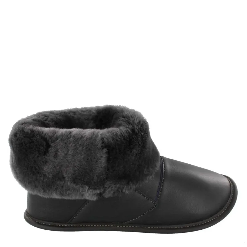 Two-tone Leather Shin Hugger Slippers sold by Garneau Slippers