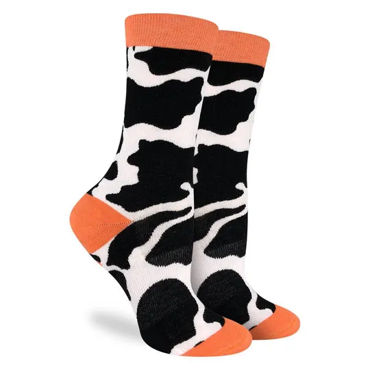 "Cow Print" Crew Socks by Good Luck Sock - Medium - SALE sold by Great Sox