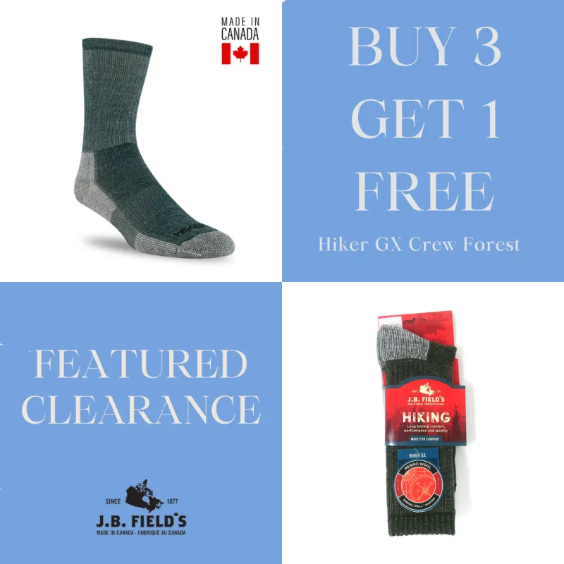 J.B. Field's "Hiker GX" 74% Merino Wool Hiking Sock sold by Great Sox