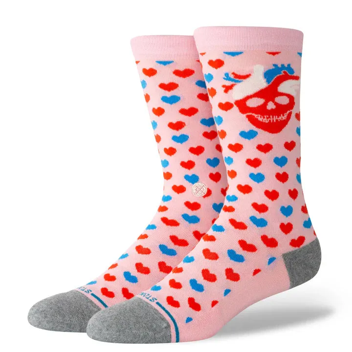 Stance x Strange Love "Hearted" Combed Cotton Blend Crew Socks sold by Great Sox
