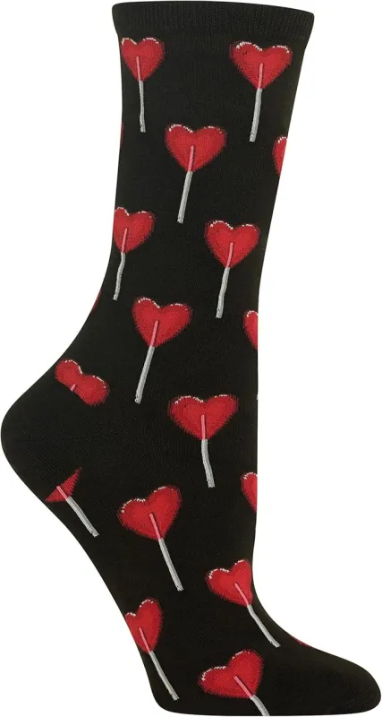 "Heart Lollipop" Cotton Dress Crew Socks by Hot Sox sold by Great Sox