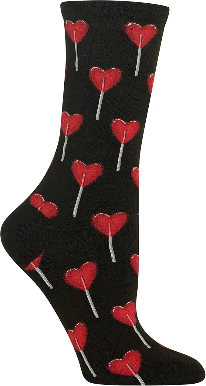 "Heart Lollipop" Cotton Dress Crew Socks by Hot Sox sold by Great Sox