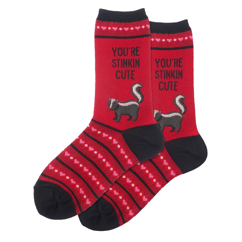 "You're Stinkin Cute" Crew Socks by Hot Sox sold by Great Sox