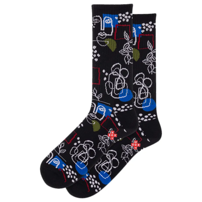 "Art Faces" Cotton Crew Socks by Hot Sox - Large sold by Great Sox