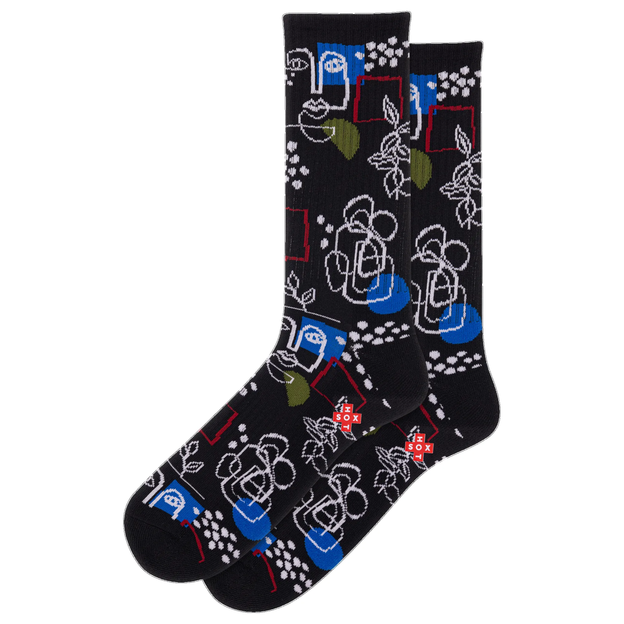 "Art Faces" Cotton Crew Socks by Hot Sox - Large sold by Great Sox