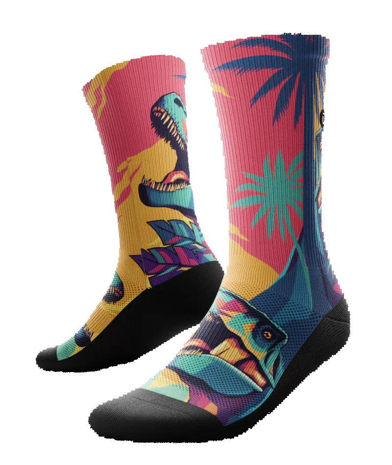 "Prehistoric" Performance Crew Running Socks by Outway sold by Great Sox