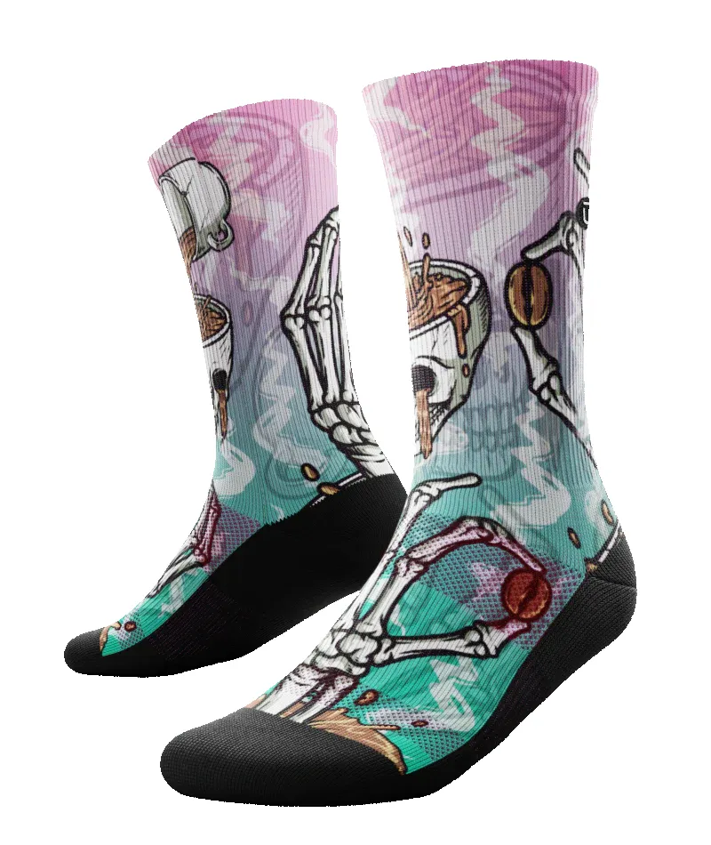 "Caffeinated" Performance Crew Running Socks by Outway sold by Great Sox