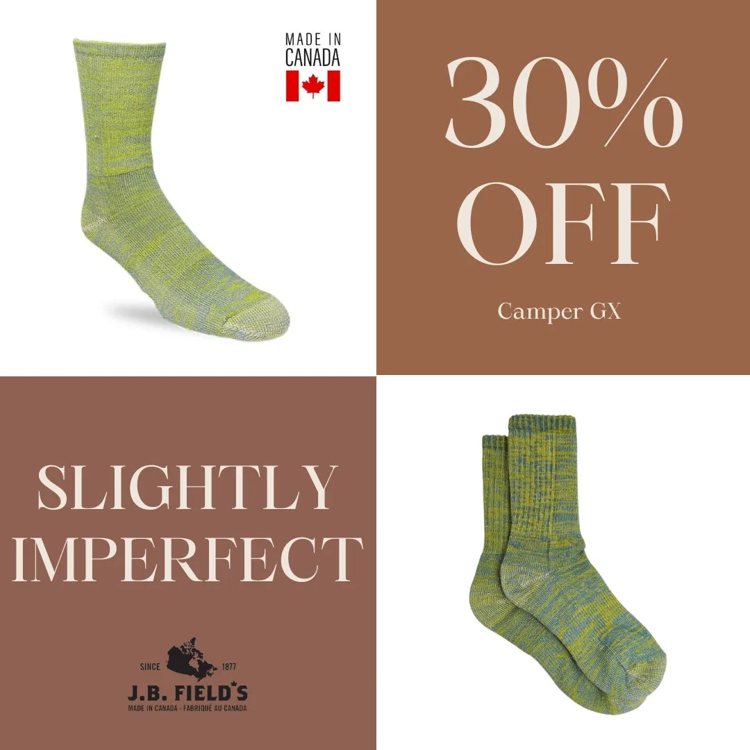J.B. Field's "Camper GX" 74% Merino Wool Camping Crew Sock (SLIGHTLY IMPERFECT) sold by Great Sox