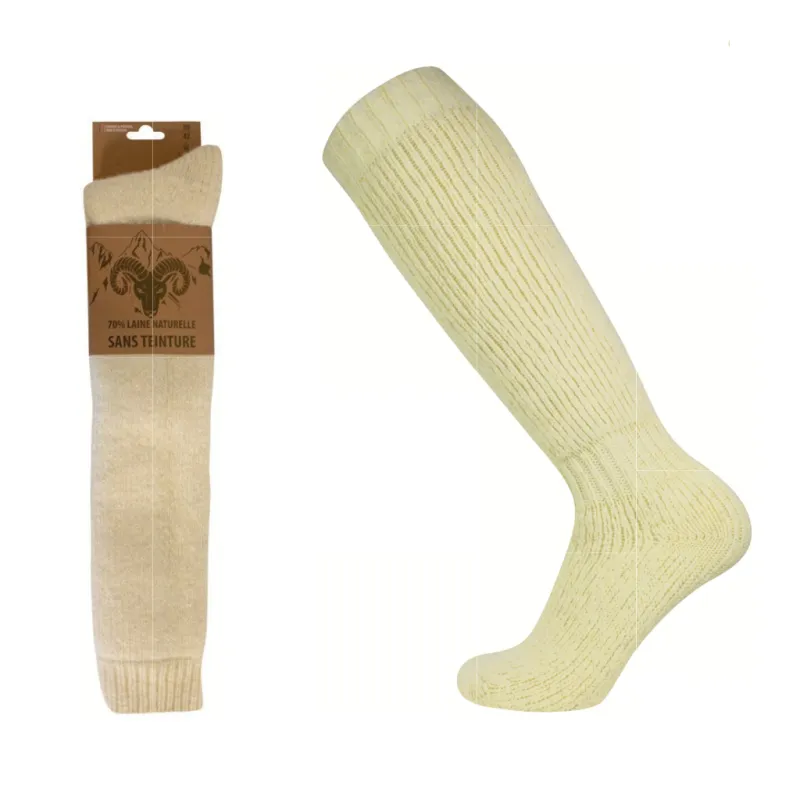 Dune Bleue White 70% WOOL Winter Socks - Made in Portugal (Knee High) sold by Great Sox