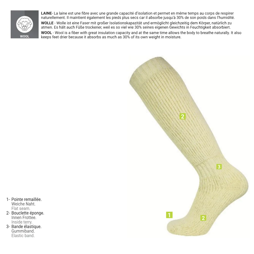 Dune Bleue White 70% WOOL Winter Socks - Made in Portugal (Knee High) sold by Great Sox product image thumbnail 2