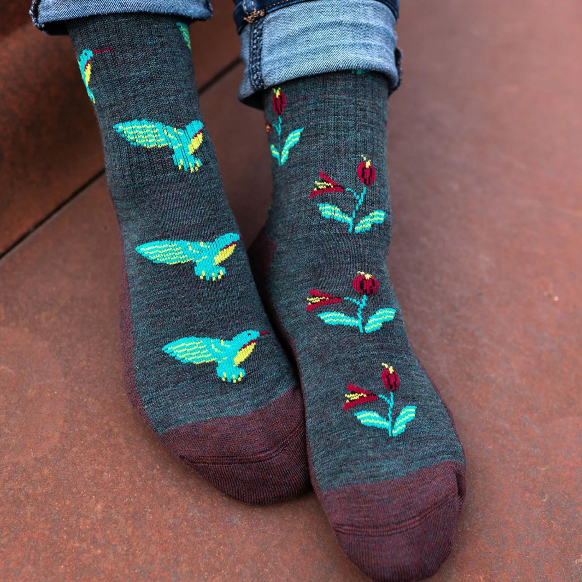 "Hummingbird" 70% Merino Wool Socks by Friday Sox Co - Medium sold by Great Sox product image thumbnail 2