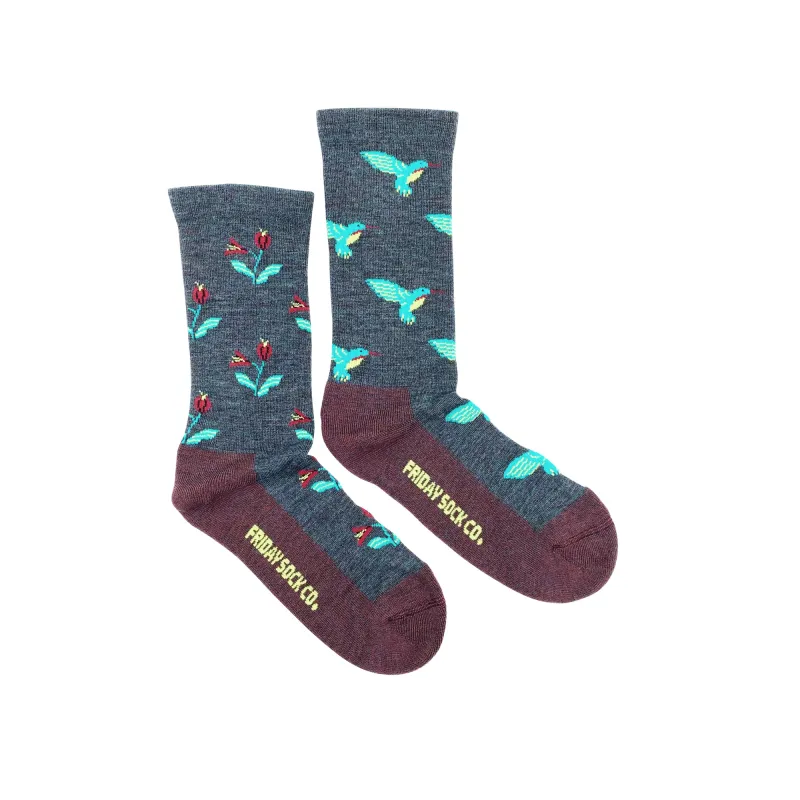 "Hummingbird" 70% Merino Wool Socks by Friday Sox Co - Medium sold by Great Sox